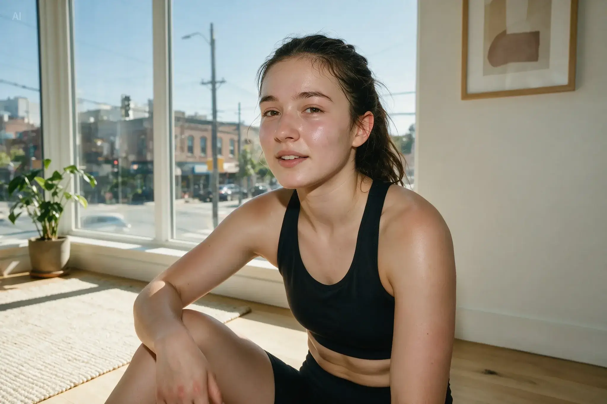 AI Photo Editor example: the same portrait after a softer skin pass