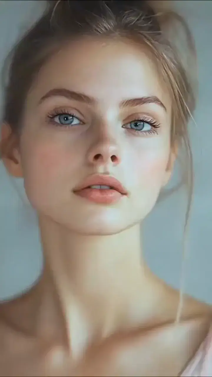 AI Video Generator example: a beauty portrait with a high bun and soft eye motion