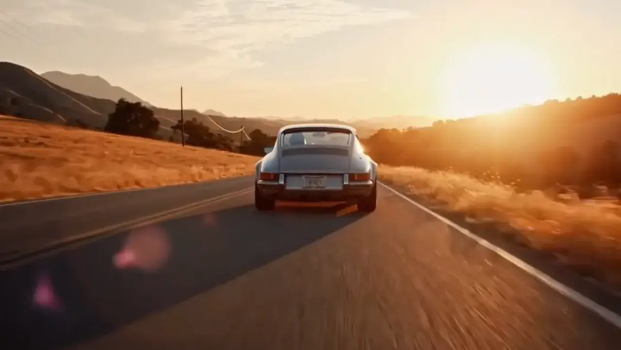Text to Video example: golden-hour roadster chase for automotive and action-led ads
