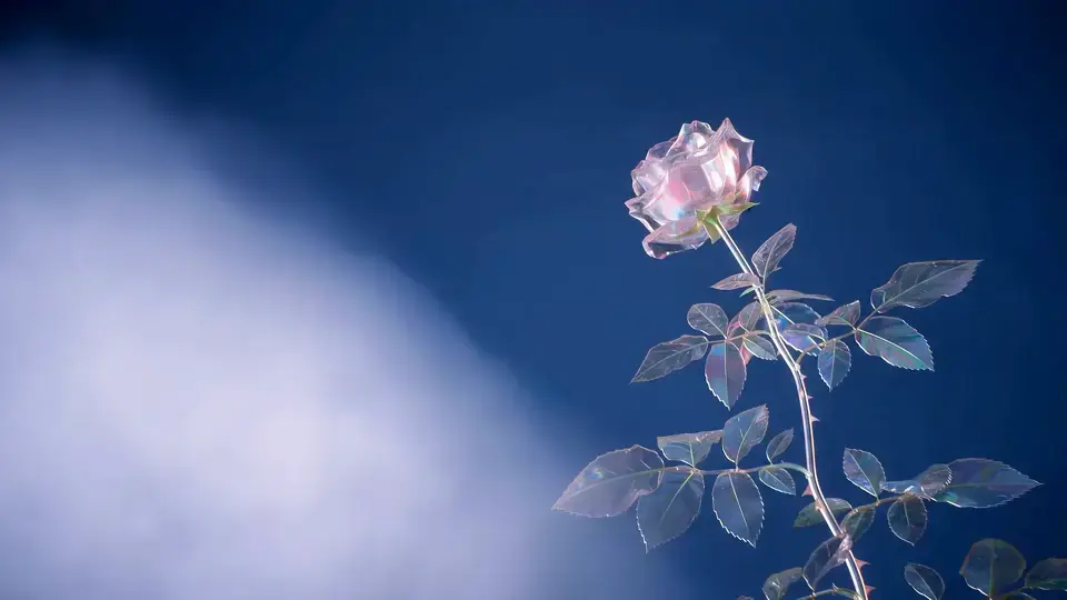 Video to Video example: a rose restyled into crystal while the motion holds