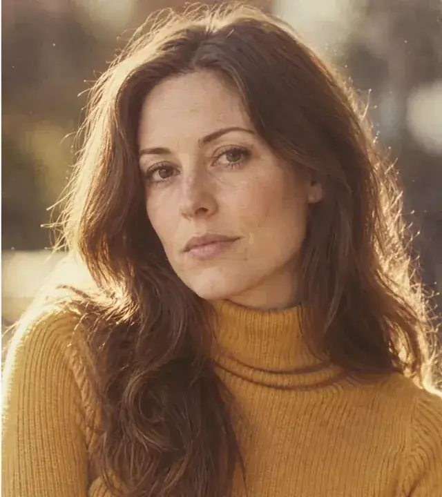 Image to Image example: the same woman after a mustard turtleneck restyle