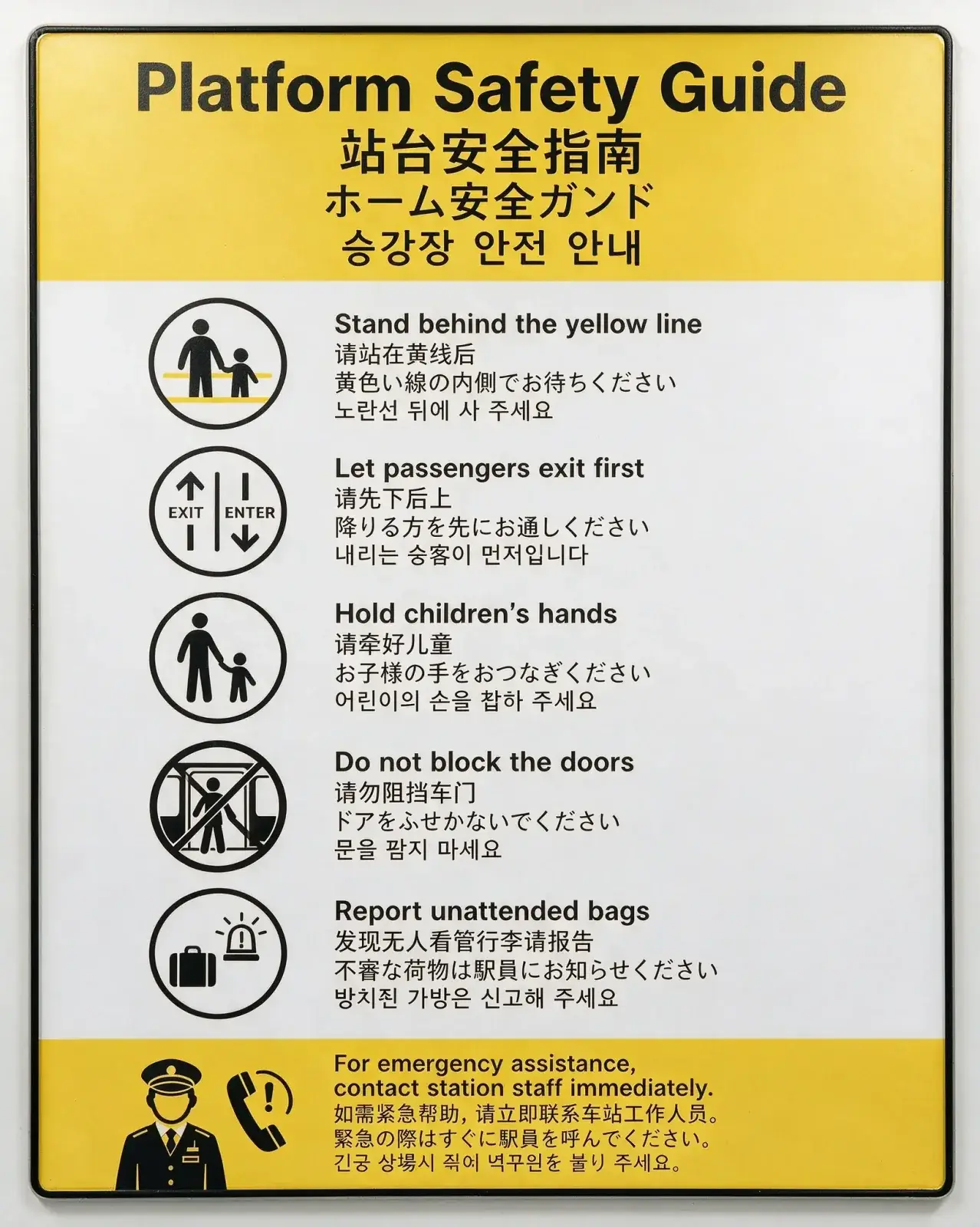 Seedream 5.0 Pro example: multilingual platform safety guide poster