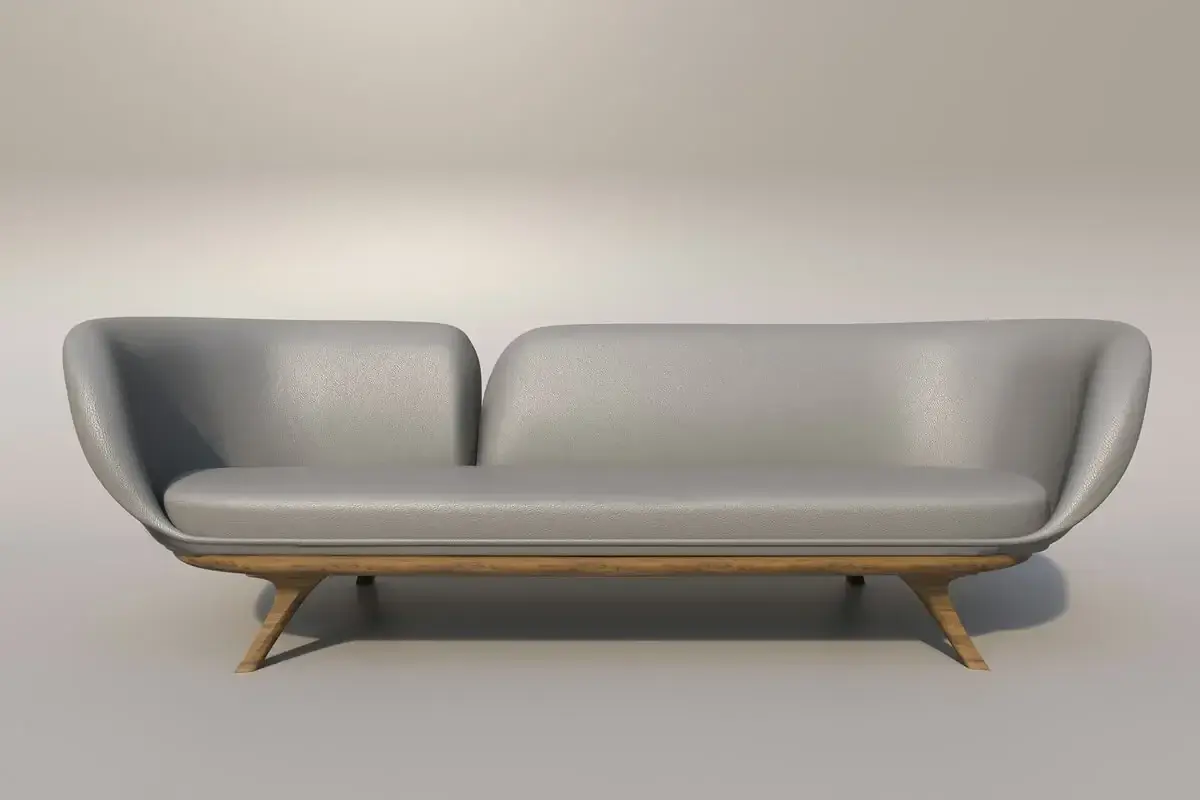 Background Remover example: modern sofa on a studio background before cutout