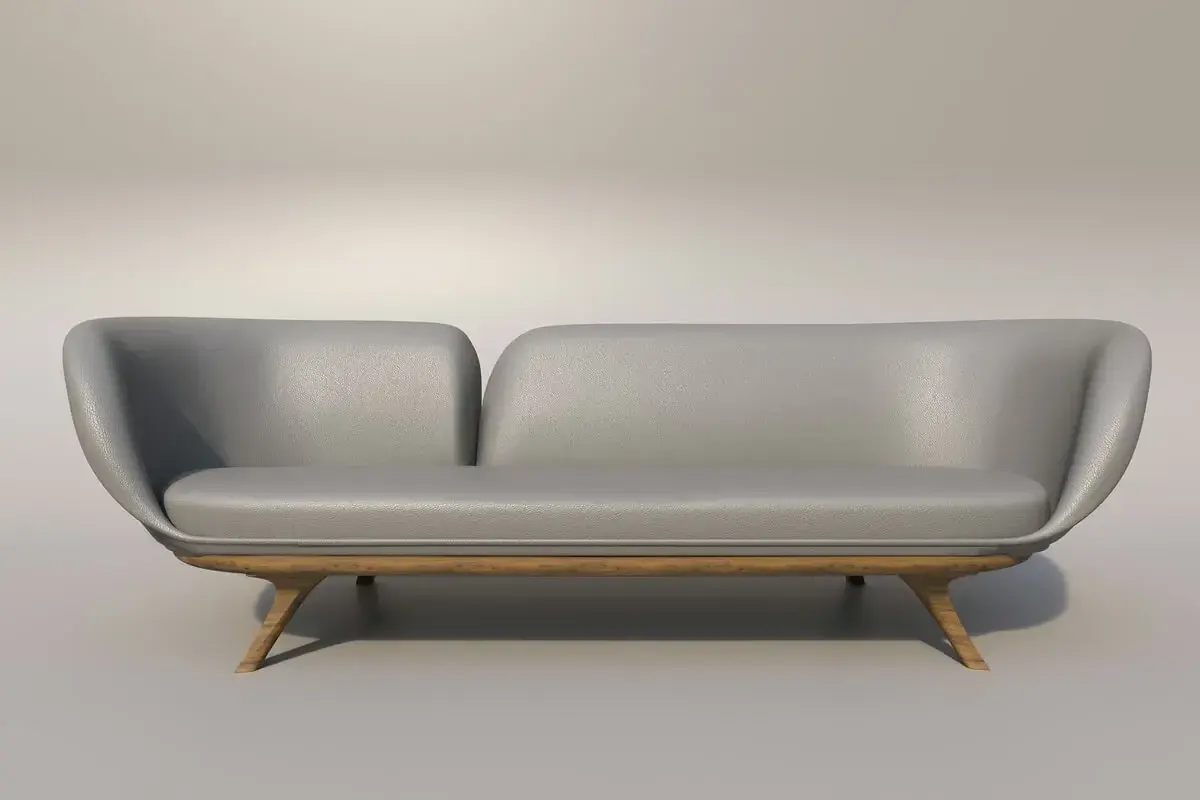 Background Remover example: modern sofa on a studio background before cutout
