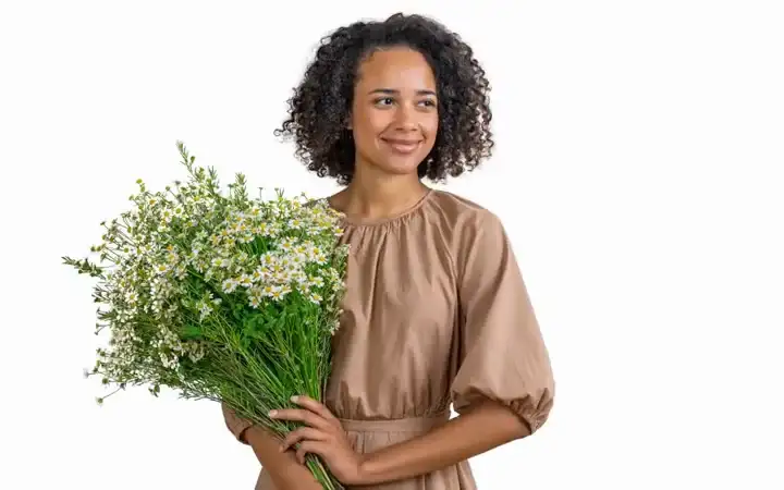 Background Remover example: portrait with bouquet isolated from a studio scene