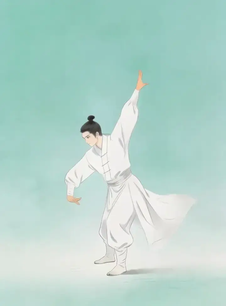 Motion Control demo: ink-style figure performing transferred tai chi