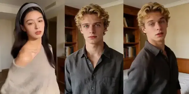 Motion Control example: the same head-turn applied across portrait stills